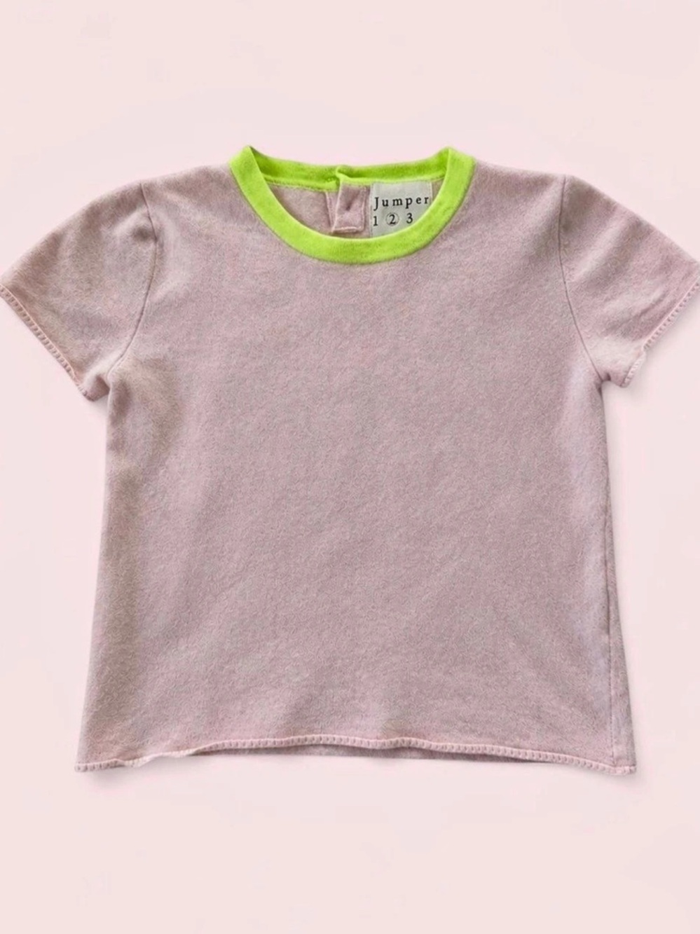 Jumper 1234 Cashmere Short Sleeve Tee in Pink & Green Like New